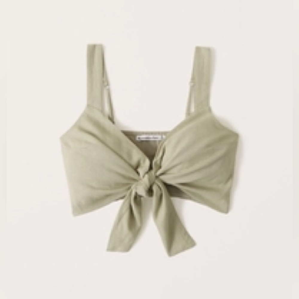 Abercrombie Wide Strap Linen Tie Crop Top